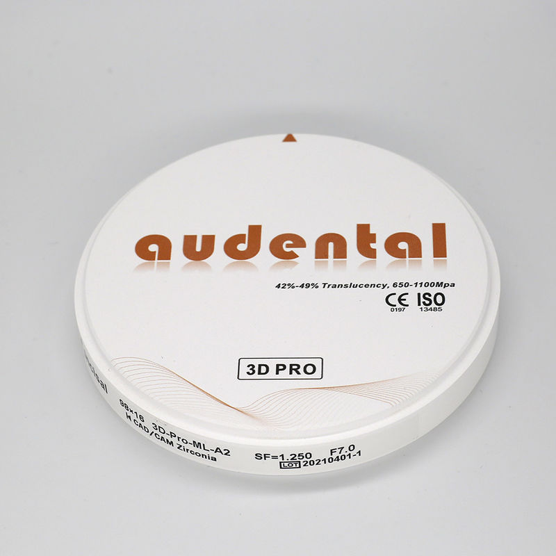 98mm Audental Zirconium 블록 치과 연구실용 하얀 Zirconia 블록
