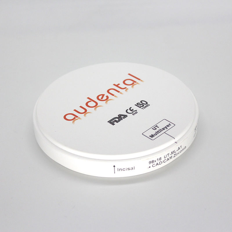 강도 600Mpa UT/DUT ML Yttria 안정화 Zirconia와 함께 12-25mm 두꺼운 다층 Zirconia 블록