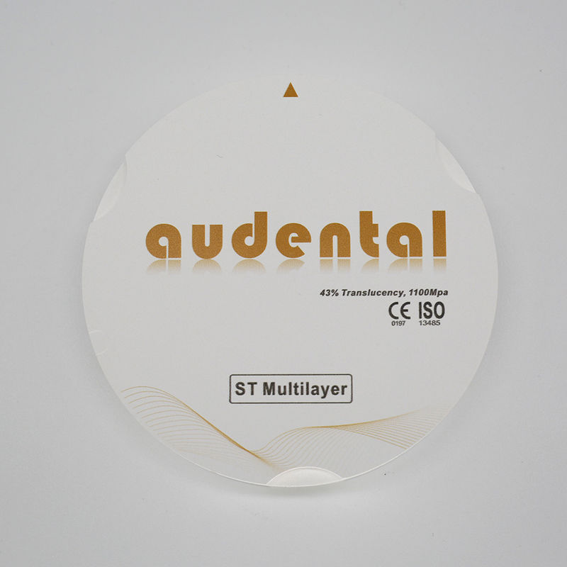 1100Mpa 43% Translucent ST Mutilayer Zirconia Blocks for Smooth Veneers 비타 16 컬러