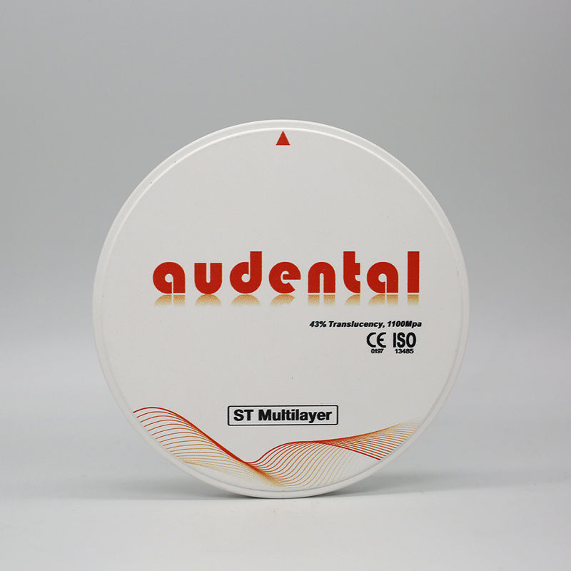 1100Mpa 43% Translucent ST Mutilayer Zirconia Blocks for Smooth Veneers 비타 16 컬러