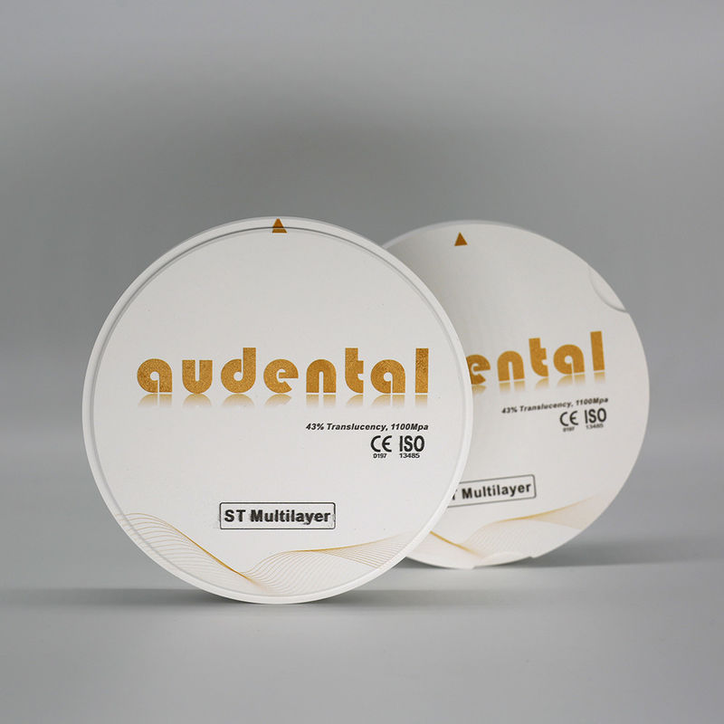 1100Mpa 43% Translucent ST Mutilayer Zirconia Blocks for Smooth Veneers 비타 16 컬러