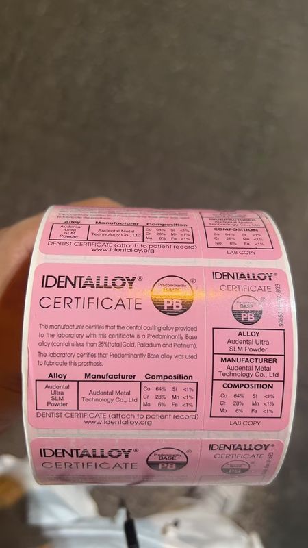Audental Ultra SLM 파우더 CoCrMo 소재, CE FDA IdentAlloy 인증 치과용 3D 금속 프린팅