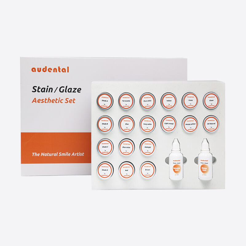 Dental Lab Equipment with ready to stain and glaze paste set enabling smooth application and flexible shade customization