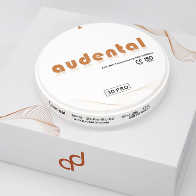 Audental 98mm 고투명 지르코니아 치과 실험실 블록 CAD CAM 3D Pro 친화적 치과 소모품 공급업체